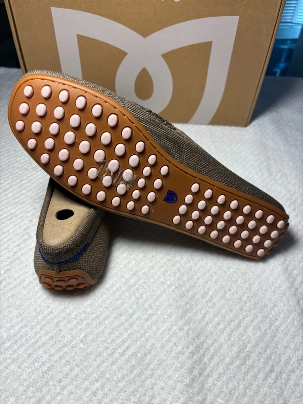 Rothy's Taupe Canvas Penny Loafers Portobello - Picture 5 of 6